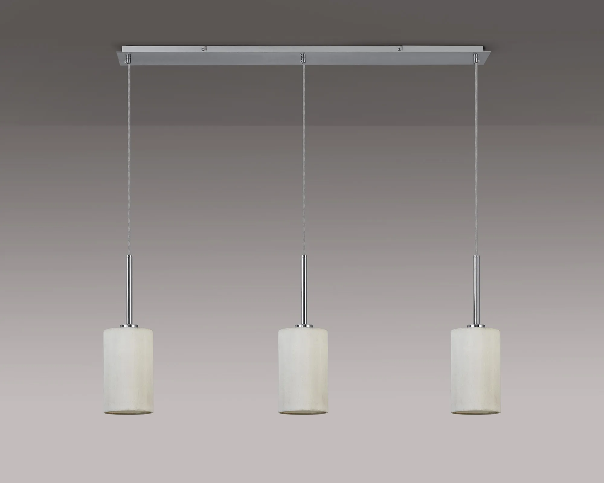 Baymont 12cm Shade 3 Light Pendant Polished Chrome, White DK0769  Deco Baymont CH WH